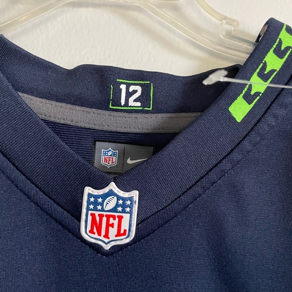 Seattle Seahawks NFL Nike football Navy Blue Jersey size youth large - Picture 3 of 5